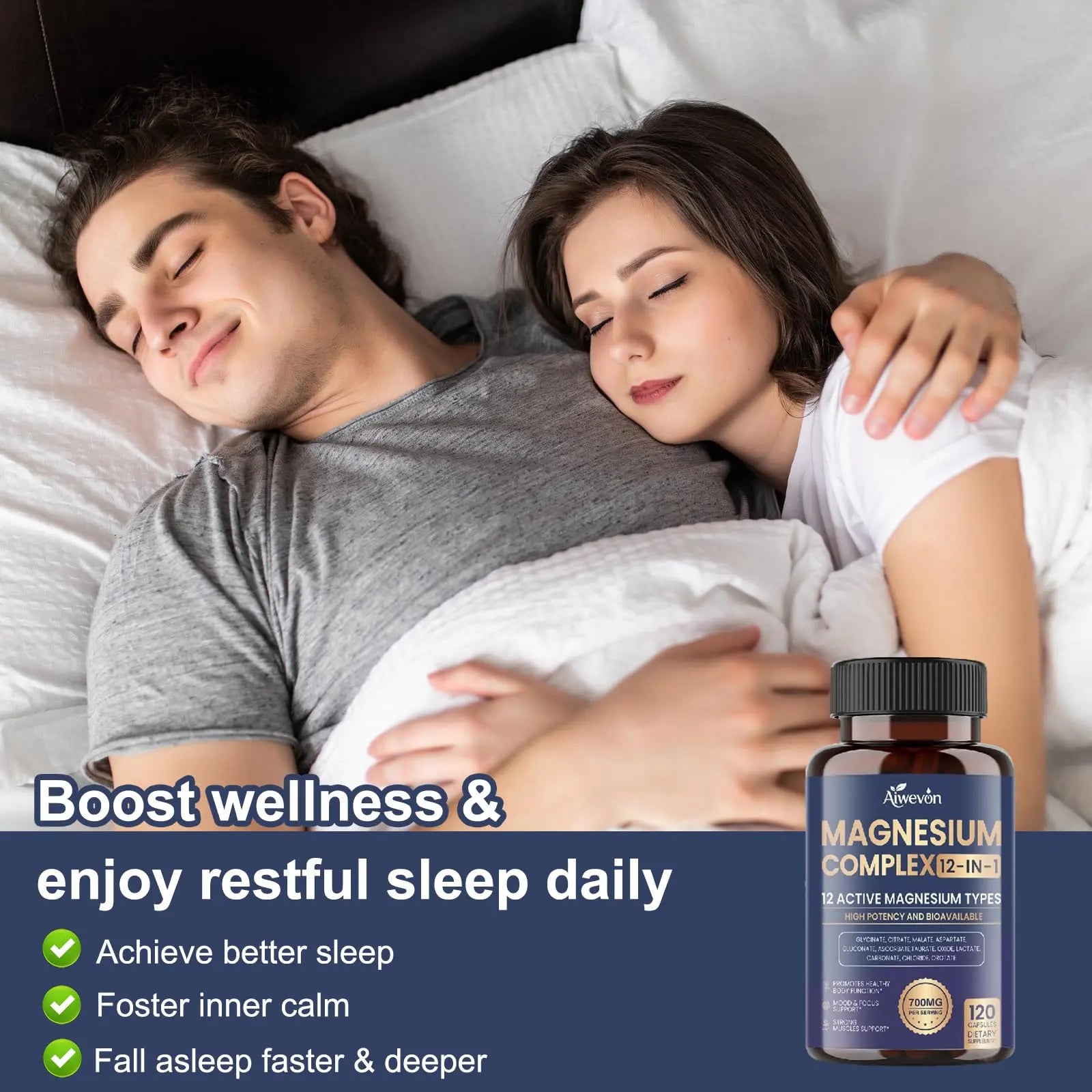 Magnesium Complex 700mg, 12 in 1 Magnesium Supplement with Glycinate, Citrate, Malate, Oxide, Taurate & Orotate, High Absorption Magnesium for Sleep, Muscle, Nerve & Heart Support, Vegan, 120 Capsules Aiwevon buy supplements Au