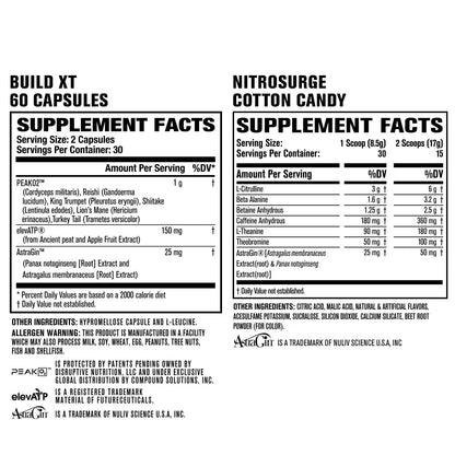 Jacked Factory Nitrosurge Pre-Workout in Cotton Candy & Build XT Muscle Building Bundle Jacked Factory