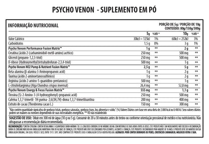 Psycholabz Pre Treino Psycho Venom 300g - Double Lemon Sabor Limão Psycholabz