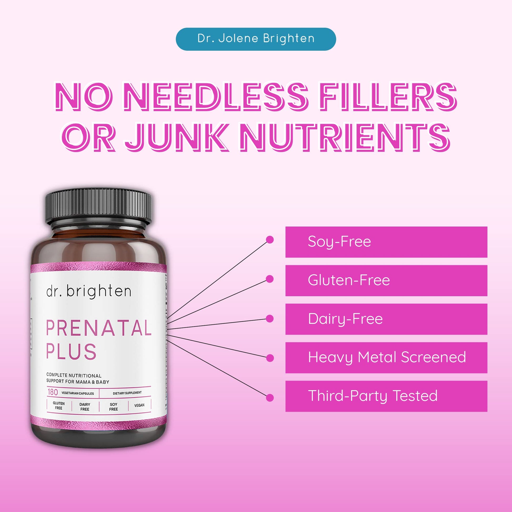 Dr. Brighten Prenatal Plus and Probiotic Dietary Supplements Bundle - Non-GMO, Vegan Dr. Brighten
