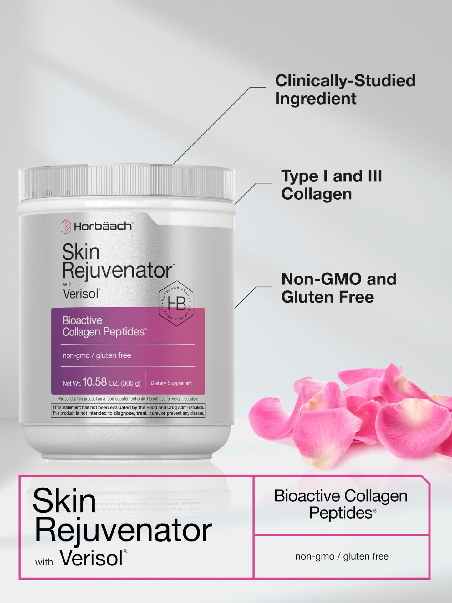 Horbäach Skin Rejuvenator with Verisol 10.58 oz | Bioactive Collagen Peptide Powder | Types I and III | Non GMO, Gluten Free Supplement HorbäachBuy Supplements Australia