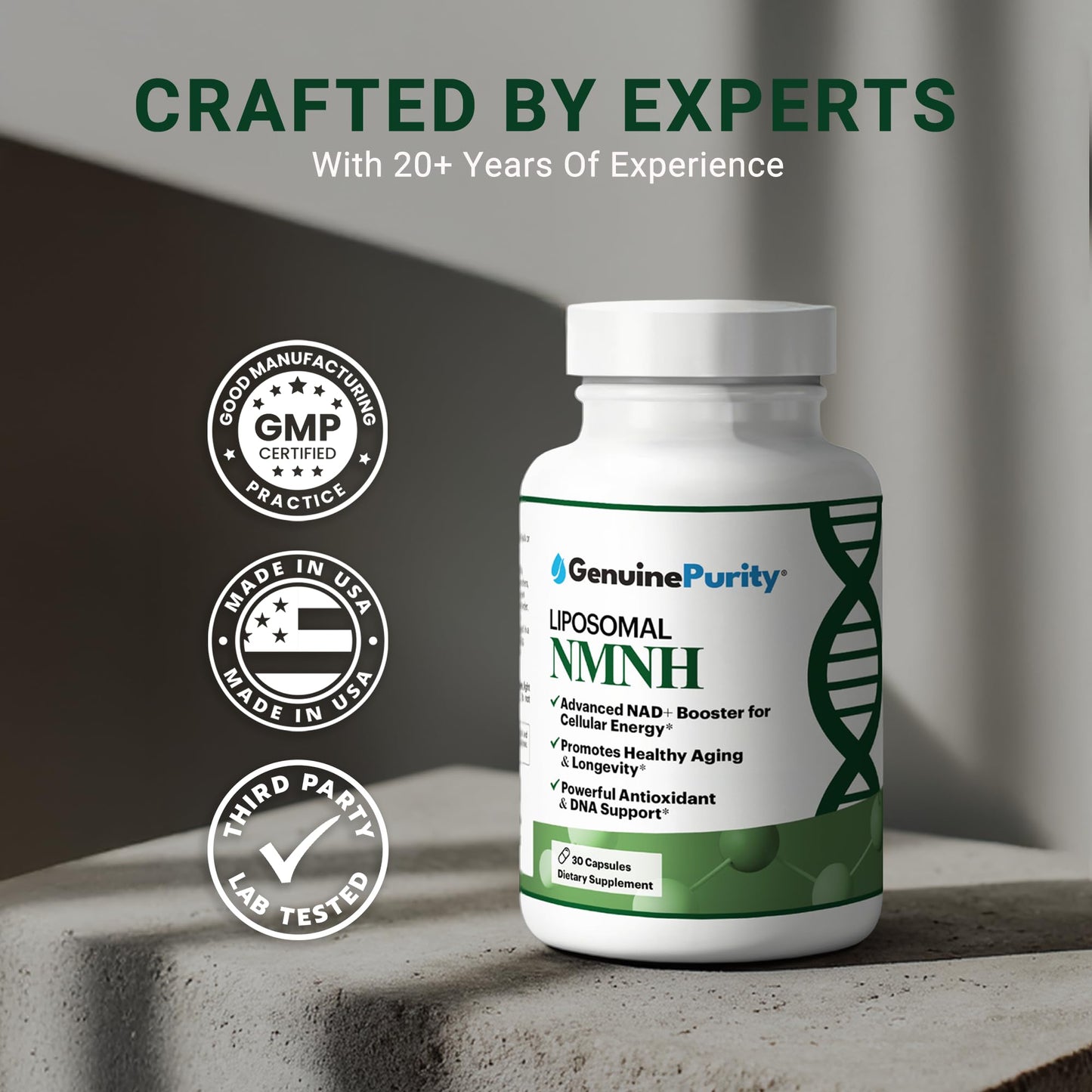 GenuinePurity - NMNH NAD Supplement - 250mg, 30 Count Liposomal NAD+ Supplement for Cellular Health & Energy - GMP Certified Advanced Reduced Form of NMN for Superior Stability & Absorption GenuinePurityBuy Supplements Australia