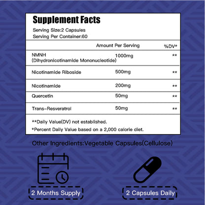 NMNH (Dihydronicotinamide Mononucleotide),NMNH Supplement 1000mg Pure Nicotinamide Mononucleotide Boosts NAD+ Levels, NAD Supplement,for Energy,Immune,Non-GMO, Gluten Free,120 Capsules LofeiBuy Supplements Australia
