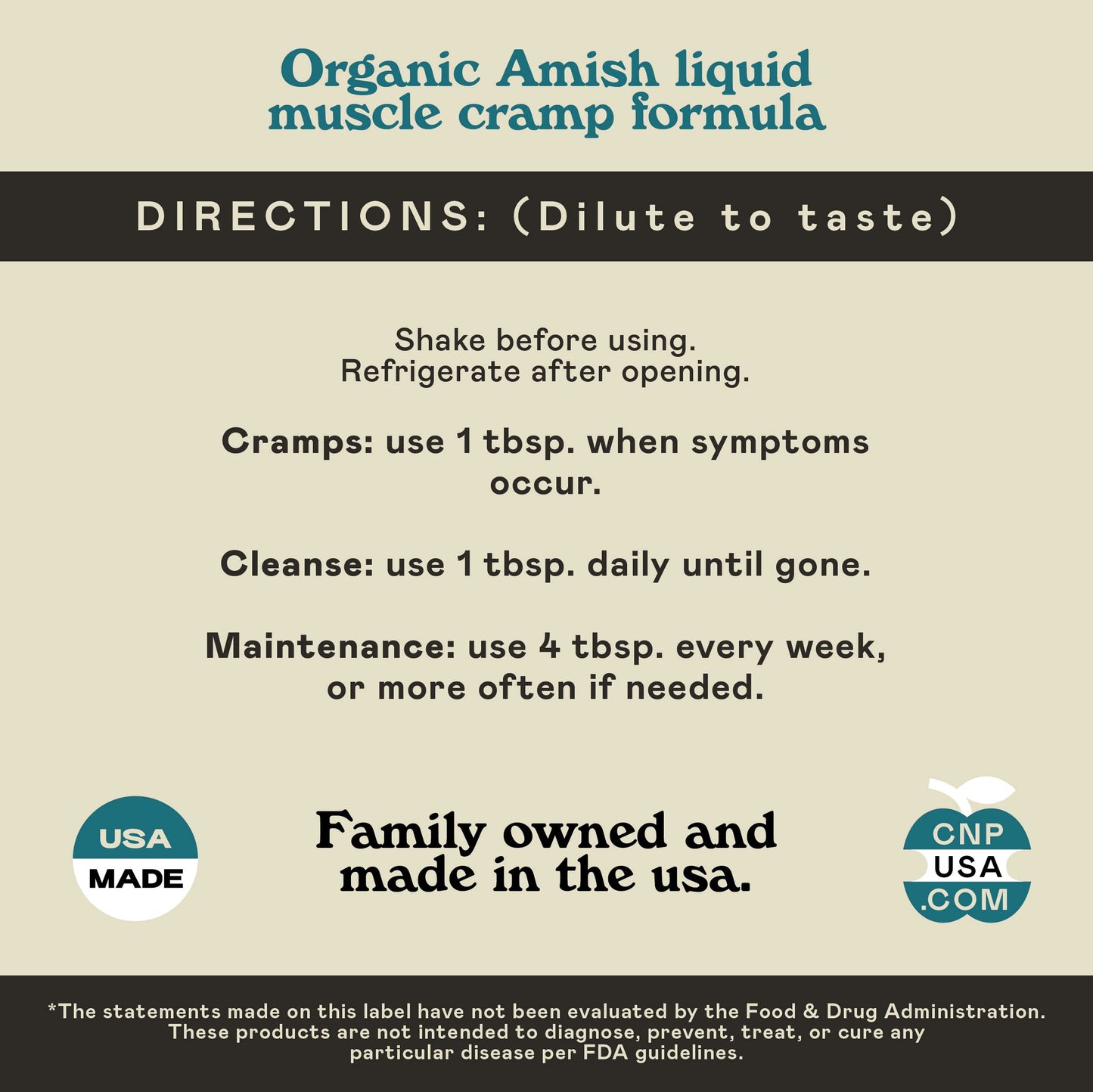 Organic Amish Leg Cramp Relief Liquid 16oz - Natural Muscle and Foot Support Supplement with Apple Cider Vinegar, Ginger, Garlic, Aloe, Fast Cramp Reducing Formula, Certified Organic, Made in USA Complete Natural ProductsBuy Supplements Australia