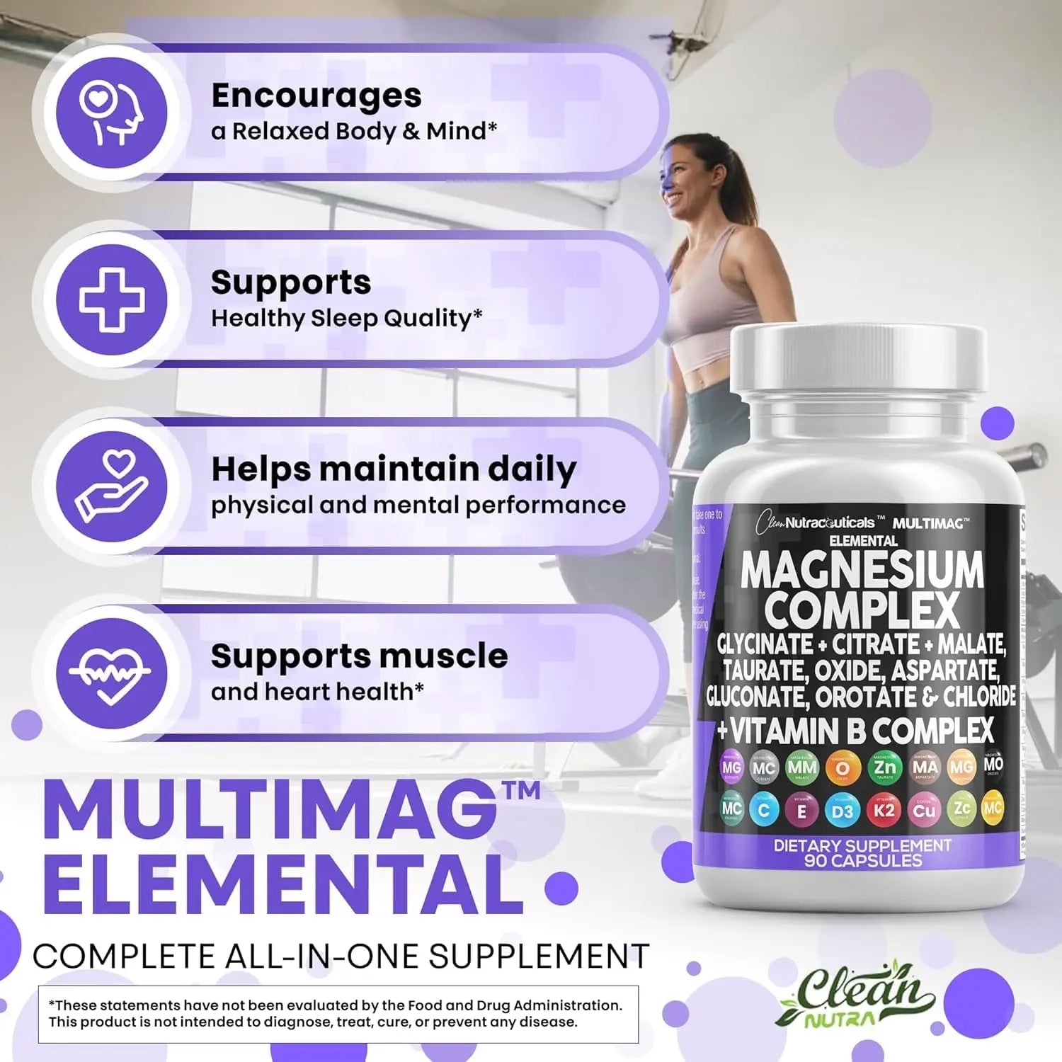 Clean Nutraceuticals Magnesium Complex with Magnesium Glycinate Citrate Malate Oxide Taurate Aspartate Orotate & Mag Chloride, Zinc Copper Manganese (90 Count (Pack of 2)) Clean Nutraceuticals buy supplements Au