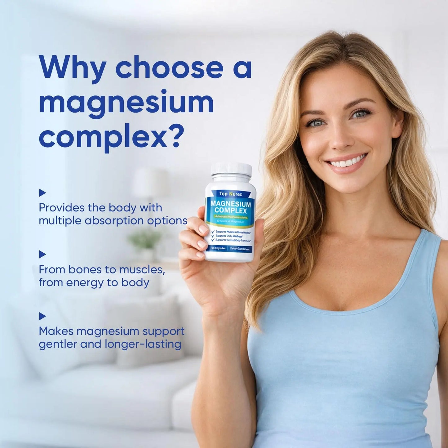Top Nurex Magnesium Complex 1000 mg, 8-Source Magnesium Blend with Glycinate, Citrate, Malate & Taurate, Vegan Non-GMO Formula, 90 Capsules Kunnozz buy supplements Au