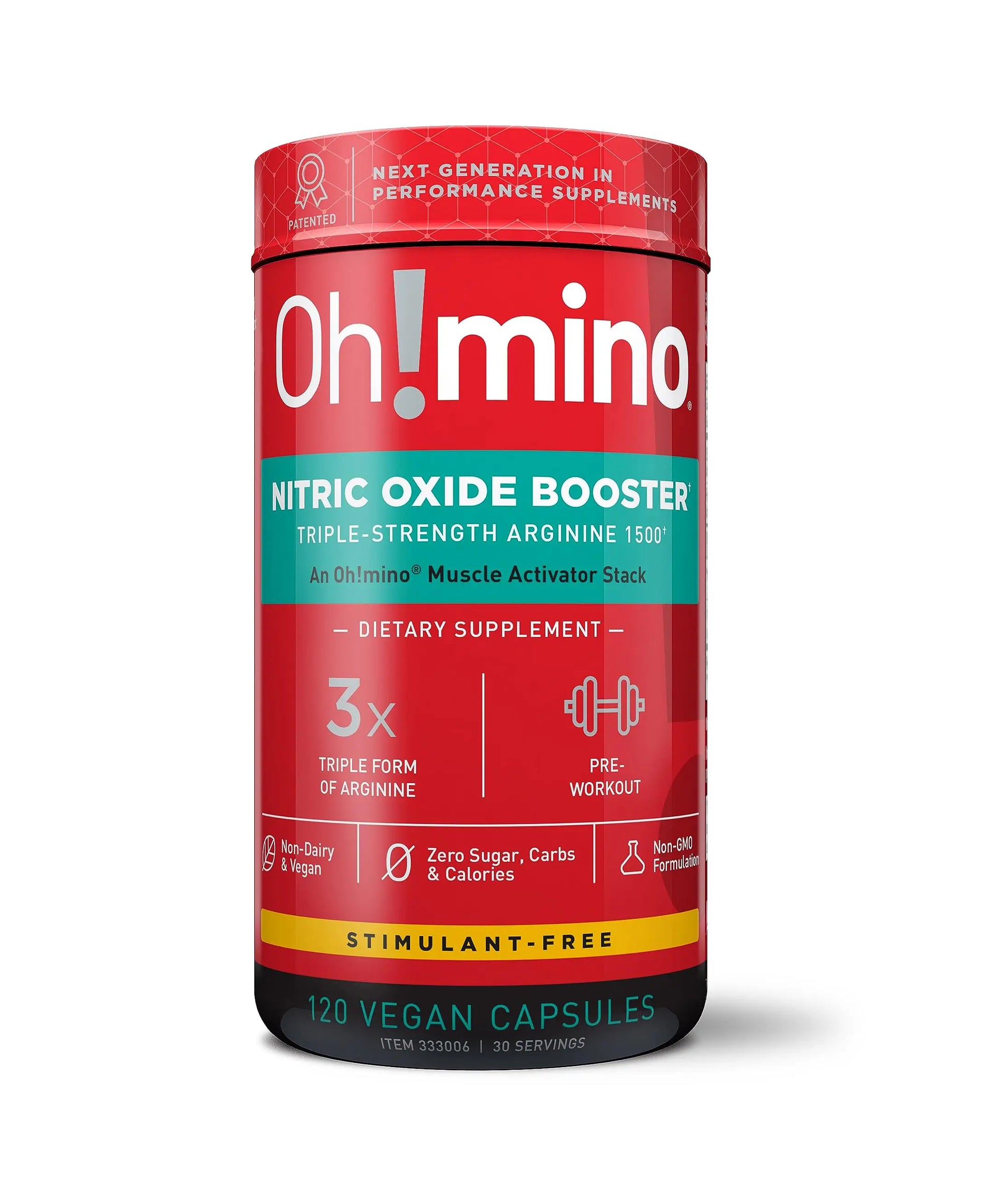 Oh!mino Nitric Oxide Supplement Activator Booster, Triple Strength L-Arginine for Energy Oh!mino