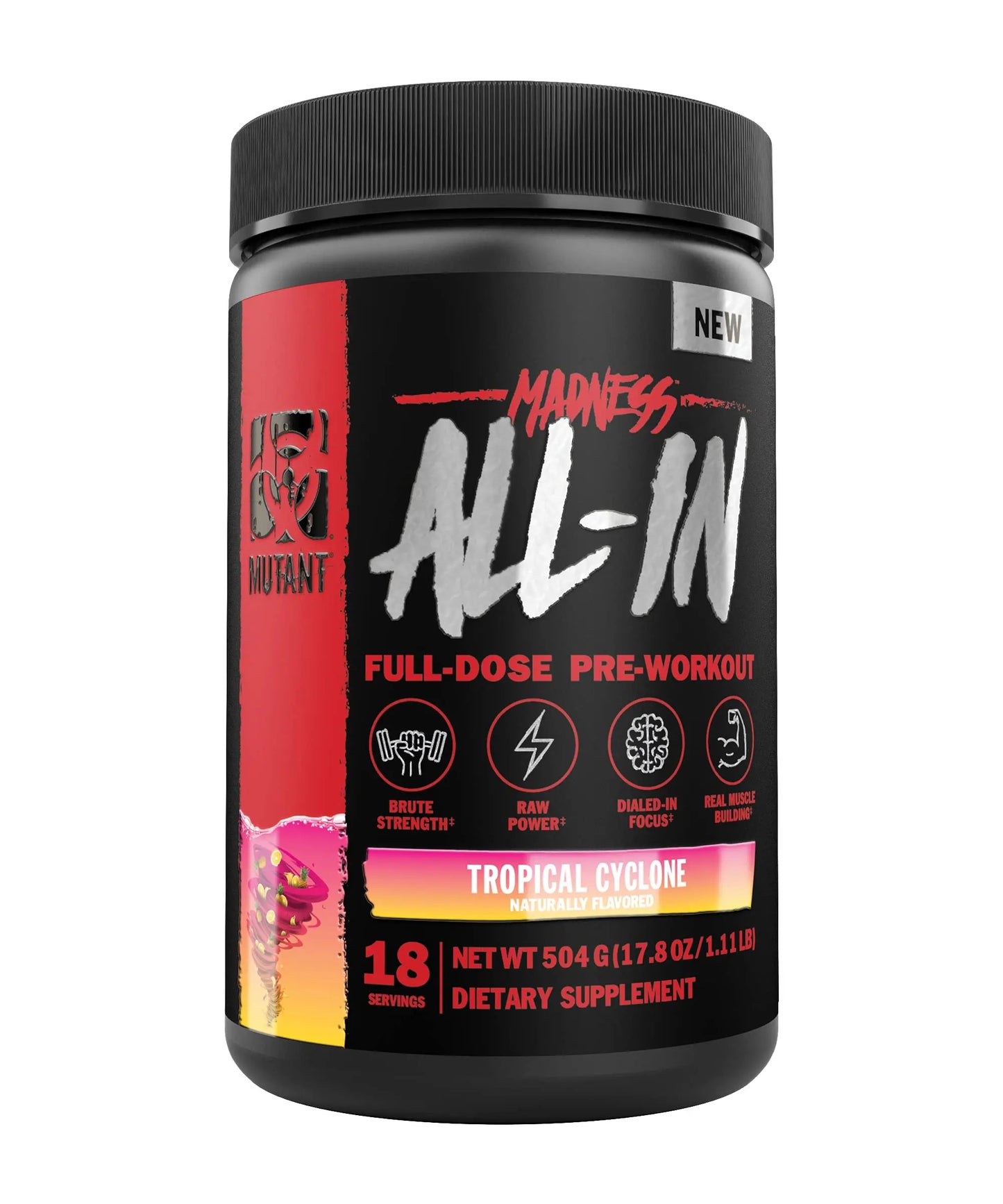 Mutant Madness All-in | Full Dosed Pre-Workout - Tropical Cyclone - 18 Serving - 504 g Mutant
