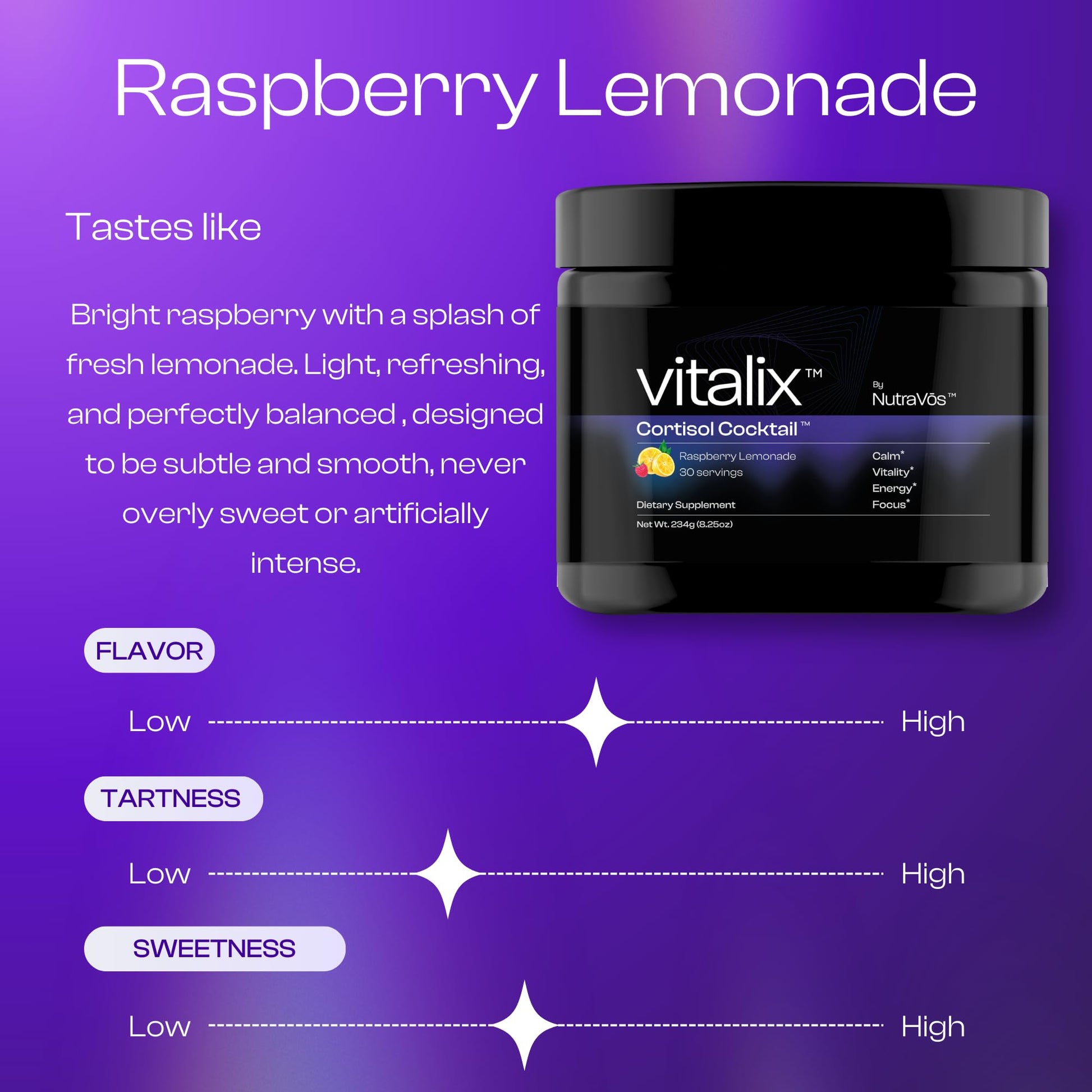 NutraVōs Vitalix – Cortisol Reducer & Adaptogen Drink Mix with Ashwagandha KSM 66, Magnesium Glycinate 200mg, L-Theanine 200mg, Vitamin C 500mg & Electrolytes – Raspberry Lemonade – 30 Servings NutraVōsBuy Supplements Australia