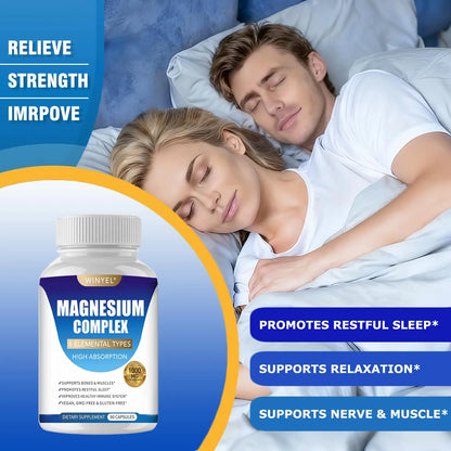 Magnesium Complex Supplement 8 Elemental 1000mg | Magnesium Supplement with Glycinate, Malate, Citrate | Sleep, Relaxation, Bone & Muscle | Vegan 90 Capsules WINYEL buy supplements Au