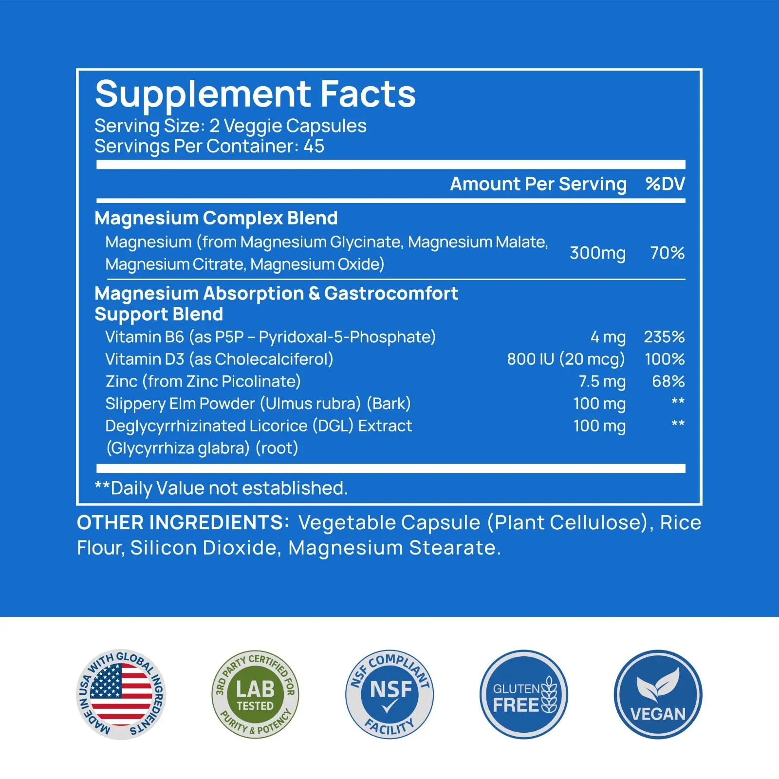 Selerb Magnesium Complex for Women and Men-Glycinate,Malate,Citrate,Oxide Supports Calm, Sleep, Muscle & Energy with D3, B6, Zinc, Slippery Elm & DGL Gentle on Stomach 90 Capsules Selerb buy supplements Au