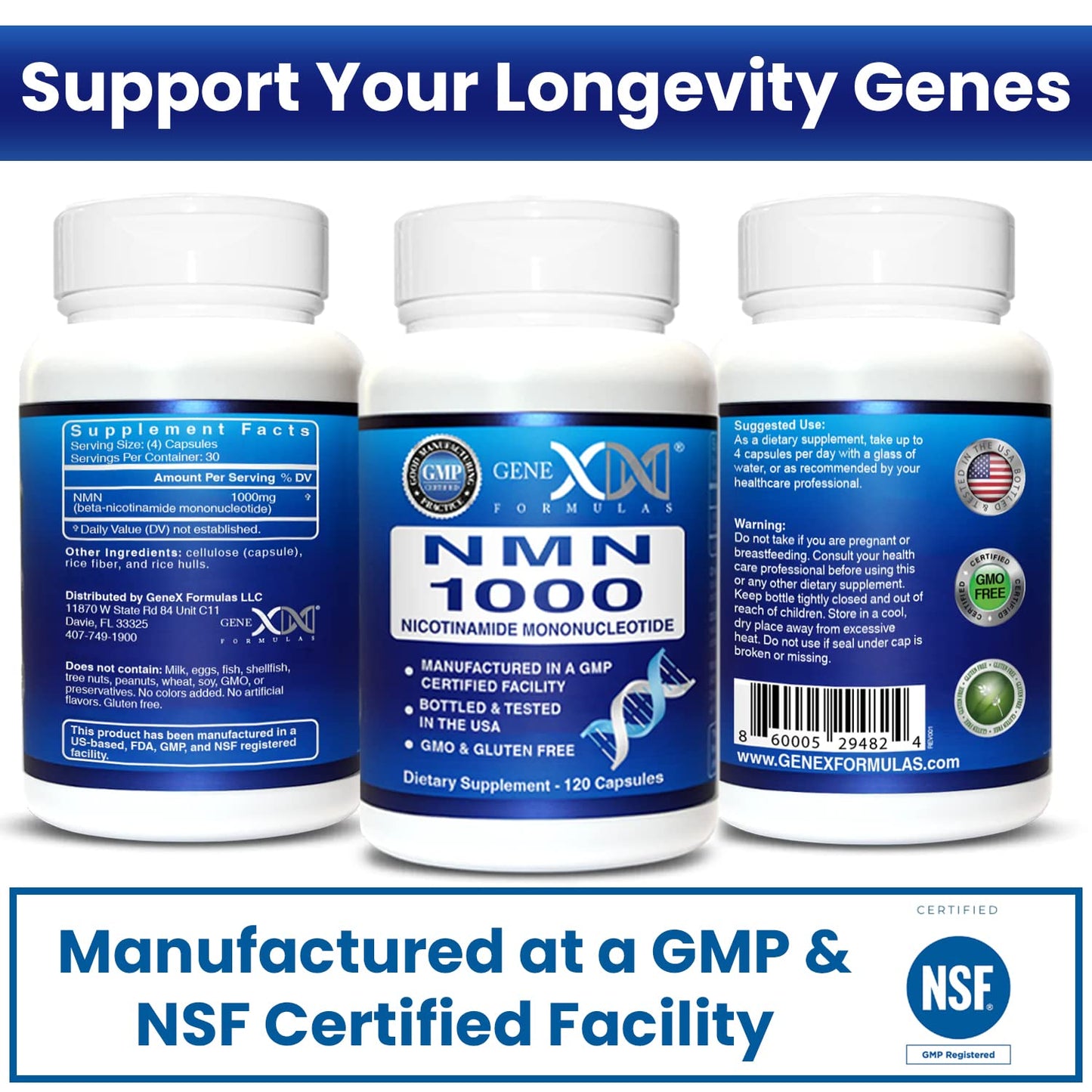 Genex Formulas NMN 1000mg - 99% Pure Shelf Stabilized Supplement Capsules for Increased NAD Levels & Healthy Aging, GMP Certified, 1000mg per Serving, 120 Capsules Genex FormulasBuy Supplements Australia
