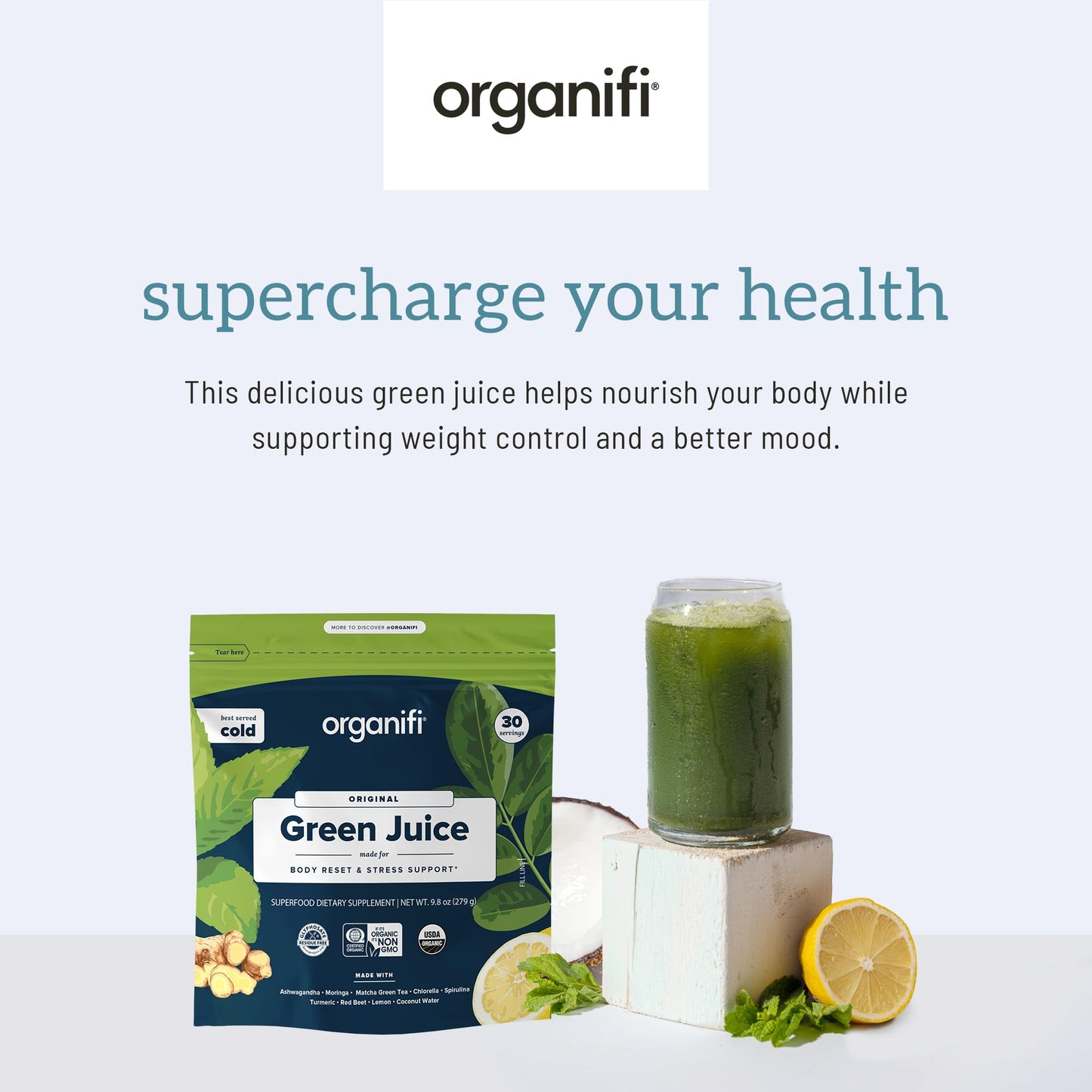Organifi Green Juice - Powder Supplement with Organic Spirulina, Ashwagandha OrganifiBuy Supplements Australia