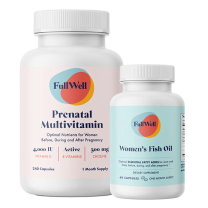 FullWell Prenatal Vitamin + DHA | Omega 3 Fish Oil with DHA & EPA for Brain Development & Nervous FullWell