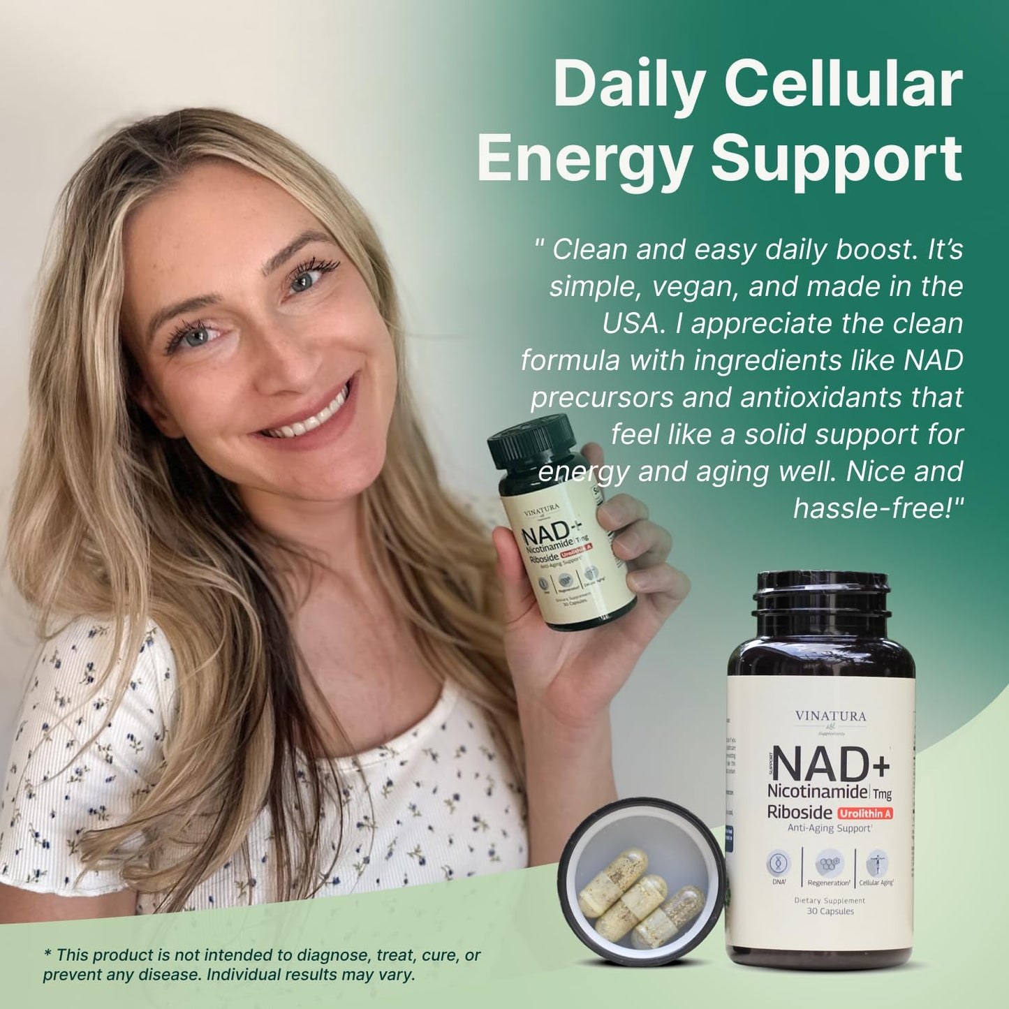 VINATURA NAD Supplement, Nicotinamide Riboside with Resveratrol - Advanced NAD+ Supplement with TMG and Urolithin A, for Women and Men - 30 Vegan Capsules VINATURABuy Supplements Australia