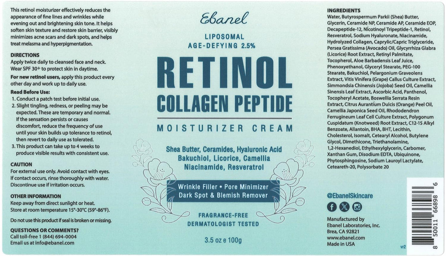 Ebanel 30% AHA 2% BHA Chemical Peel & 2.5% Retinol Cream Moisturizer for Face - Removes Acne Scars, Dark Spots, Wrinkles & Brightens Skin Ebanel buy supplements Au