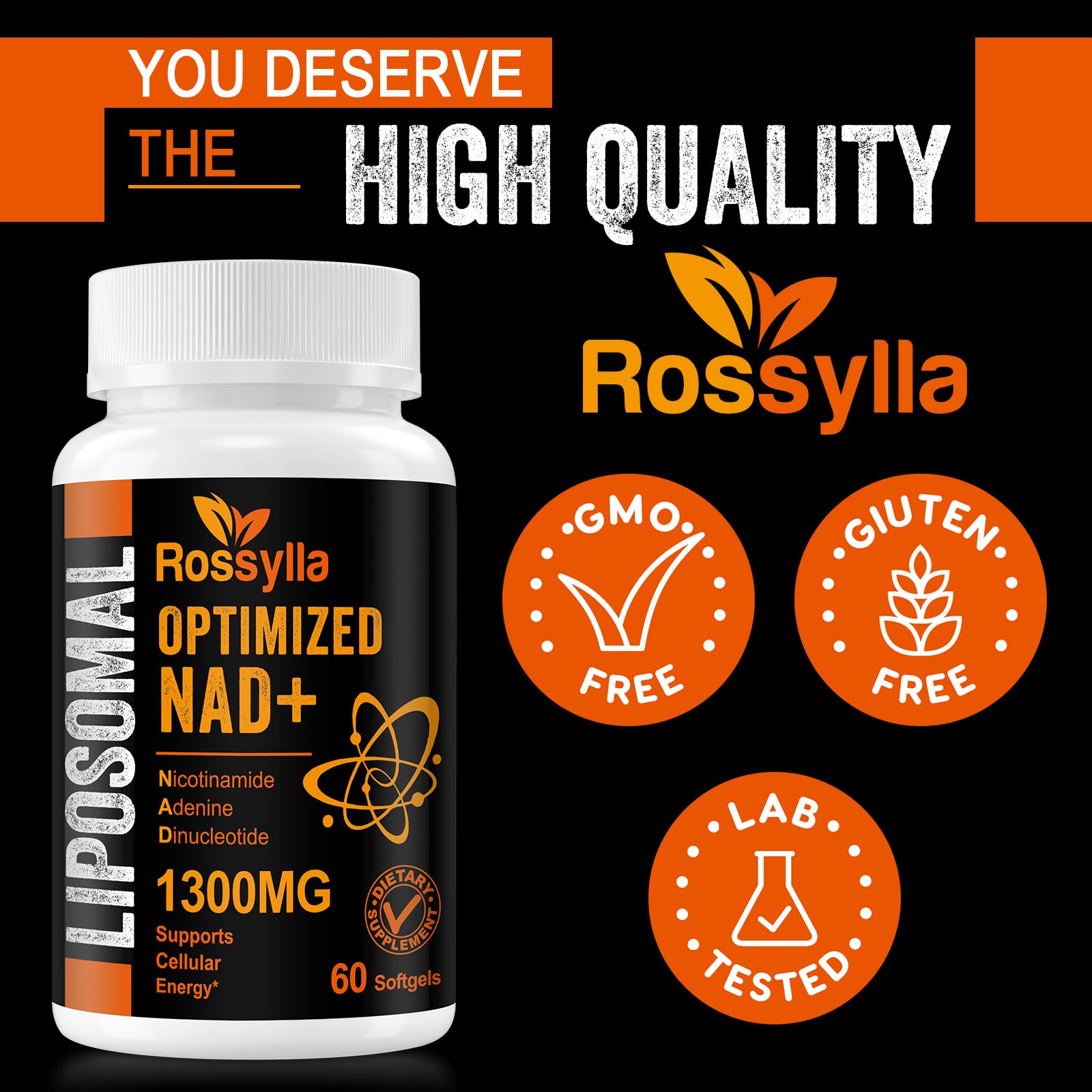Rossylla 1300 MG Liposomal NAD+ Supplement | Highest Absorption | Purest NAD Supplemet to Boost NAD+ Effetively | Boosting NAD+ Supplement for Aging Defese, Cellular Energy, Longevity | 60 Count RossyllaBuy Supplements Australia