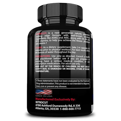 NITROCUT Pre Workout Supplement -120 Capsules - Nitric Oxide Supplements - l arginine NITROCUT