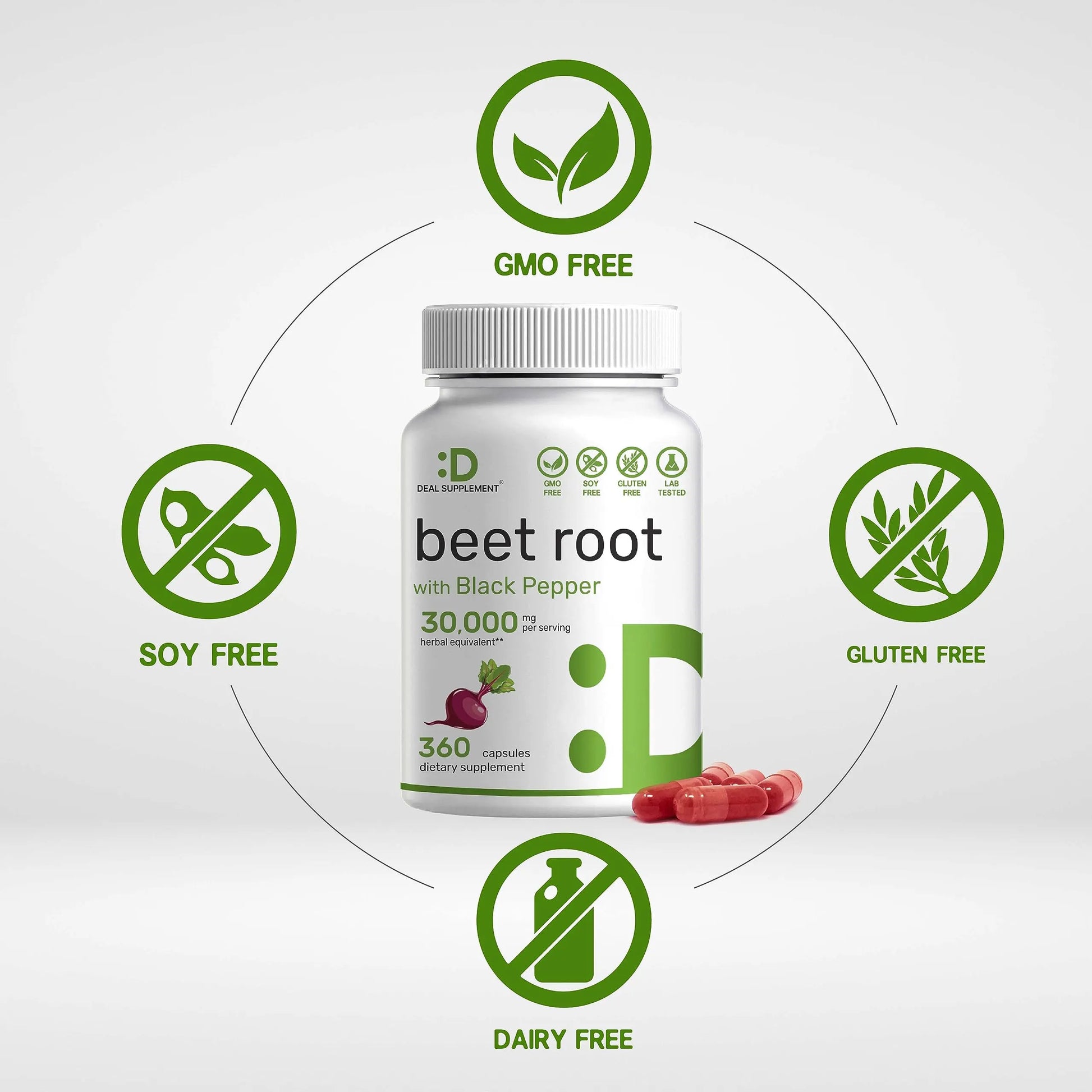 Two Pack Beet Root Capsules 30000mg Per Serving, 720 Counts | with Black Pepper Extract Eagleshine Vitamins