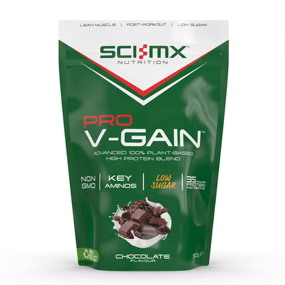 SCI-MX Pro V Gain 100% Plant Based Vegan Protein Formula With No Added Sugar - Chocolate Flavour - 900g - 20 SERVINGS SCI-MX