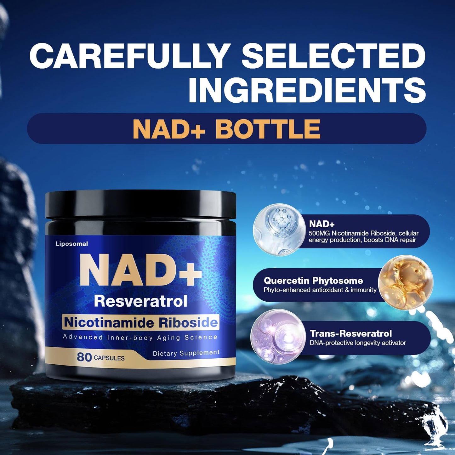 NLMUBR LUCKSIT NAD Supplement - NAD Nicotinamide Riboside Resveratrol 900mg, Liposomal NAD Supplements for Women and Men, Supports Cellular Energy, Anti-Aging, Brain & Muscle NLMUBR LUCKSITBuy Supplements Australia