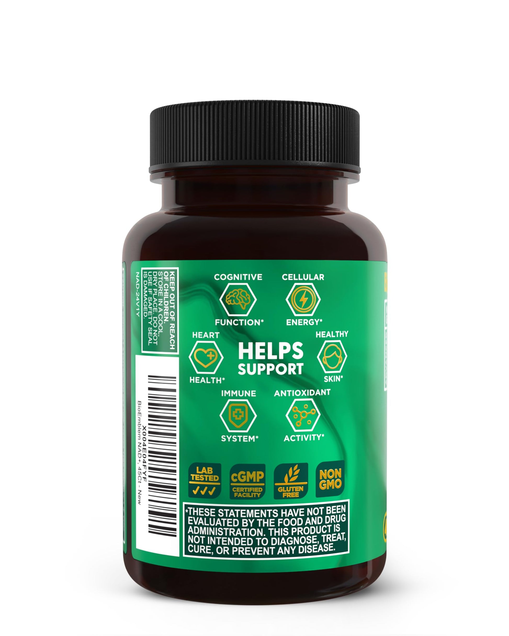 BioEmblem NAD+ Supplement | 300 mg Nicotinamide Riboside with CoQ10 & Resveratrol | Supports Healthy Aging, Cellular Energy and Cognitive Function | Non-GMO, Gluten Free - 45 Capsules BioEmblemBuy Supplements Australia