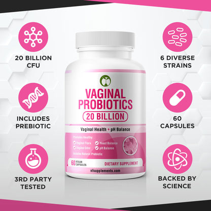 Vaginal Probiotics for Womens Health 20 Billion CFU | PH Balance & Vaginigal Odor Support 60 Capsules Natural Foundation SupplementsBuy Supplements Australia
