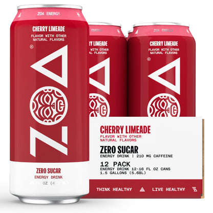 ZOA Energy Drink & Pre-Workout Powder Bundle, Cherry Limeade