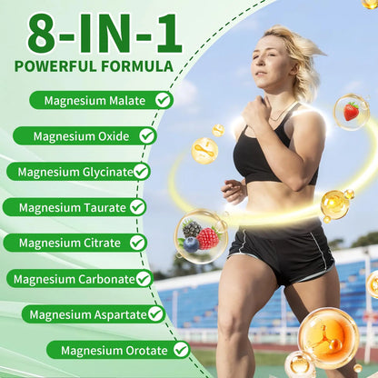 Magnesium Complex Gummies 8 Elemental 1000mg - Magnesium Glycinate, Citrate, Malate, Taurate, Supports Bones, Muscle, Nerve Health, for Women & Men, Vegan Non-GMO, Mixed Flavors, 60 Count YXSW buy supplements Au