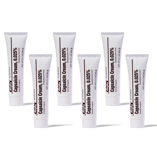 Rugby Capsaicin 0.025% Cream for Penetrating Pain Relief - 2.1 Oz (60g) (6 Pack) RUGBY LABORATORIESBuy Supplements Australia