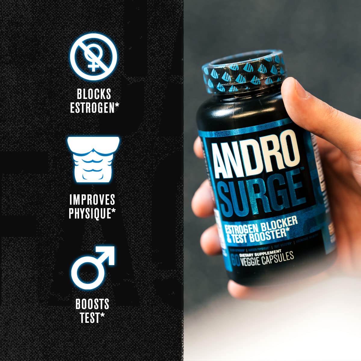 Jacked Factory Androsurge Estrogen Blocker for Men + Primasurge Testosterone Booster for Men + N.O. XT Nitric Oxide Booster + Build XT Muscle Builder