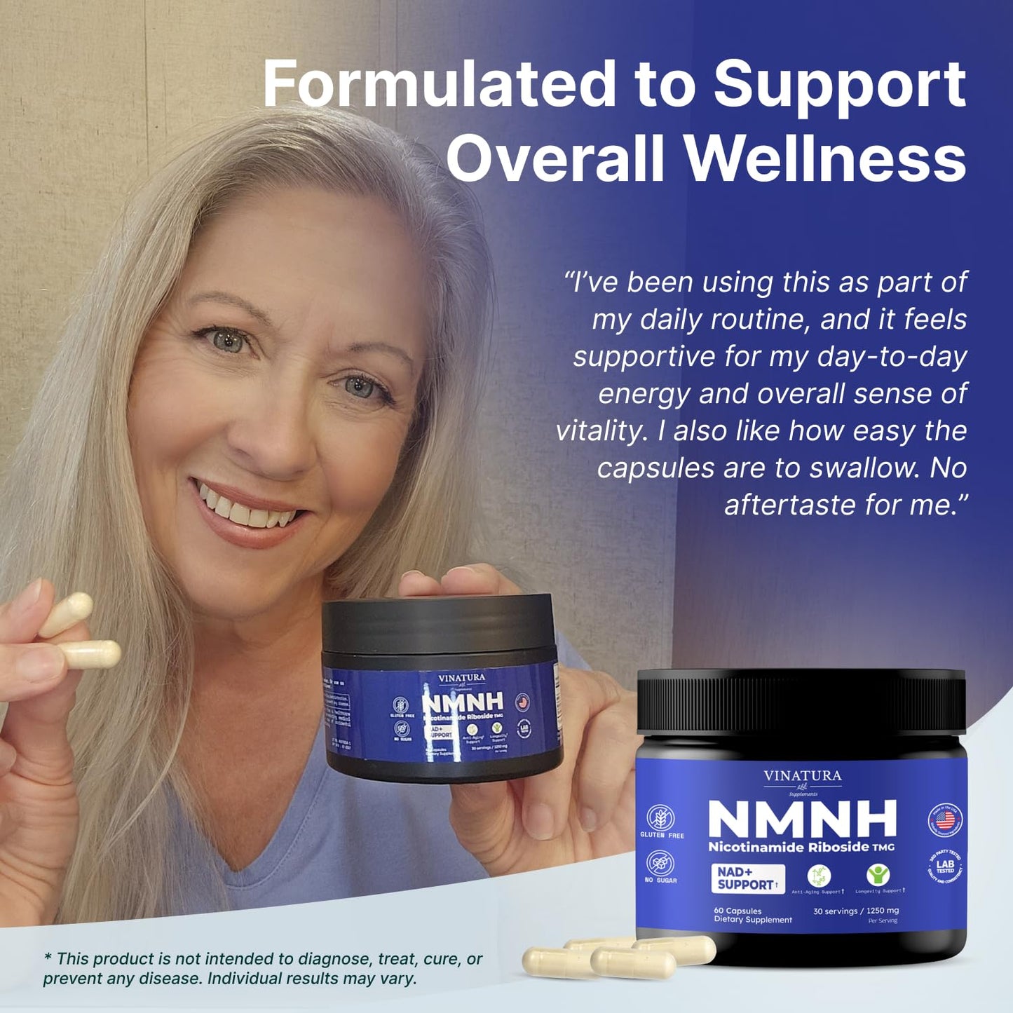 VINATURA NMNH (NMN Supplement Alternative) Nicotinamide Riboside & TMG - NAD Supplement for Anti-Aging - 60 Capsules VINATURABuy Supplements Australia