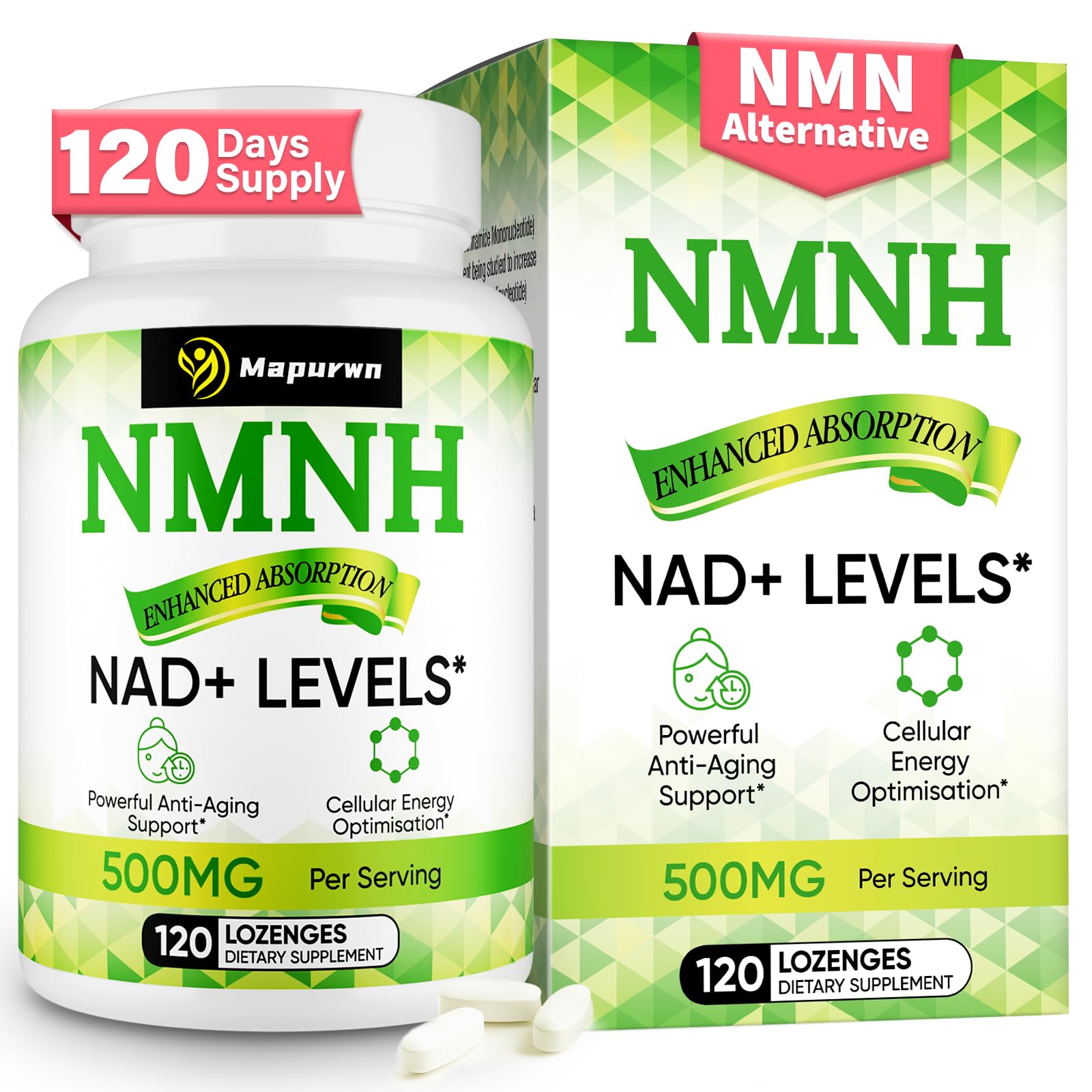 Mapurwn NMNH (Dihydronicotinamide Mononucleotide), NMN Supplement, 500mg per Serving NAD Supplement to Boost NAD+ Levels As We Age for Women & Men, Anti-Aging, Energy, Focus, 120 Count MapurwnBuy Supplements Australia