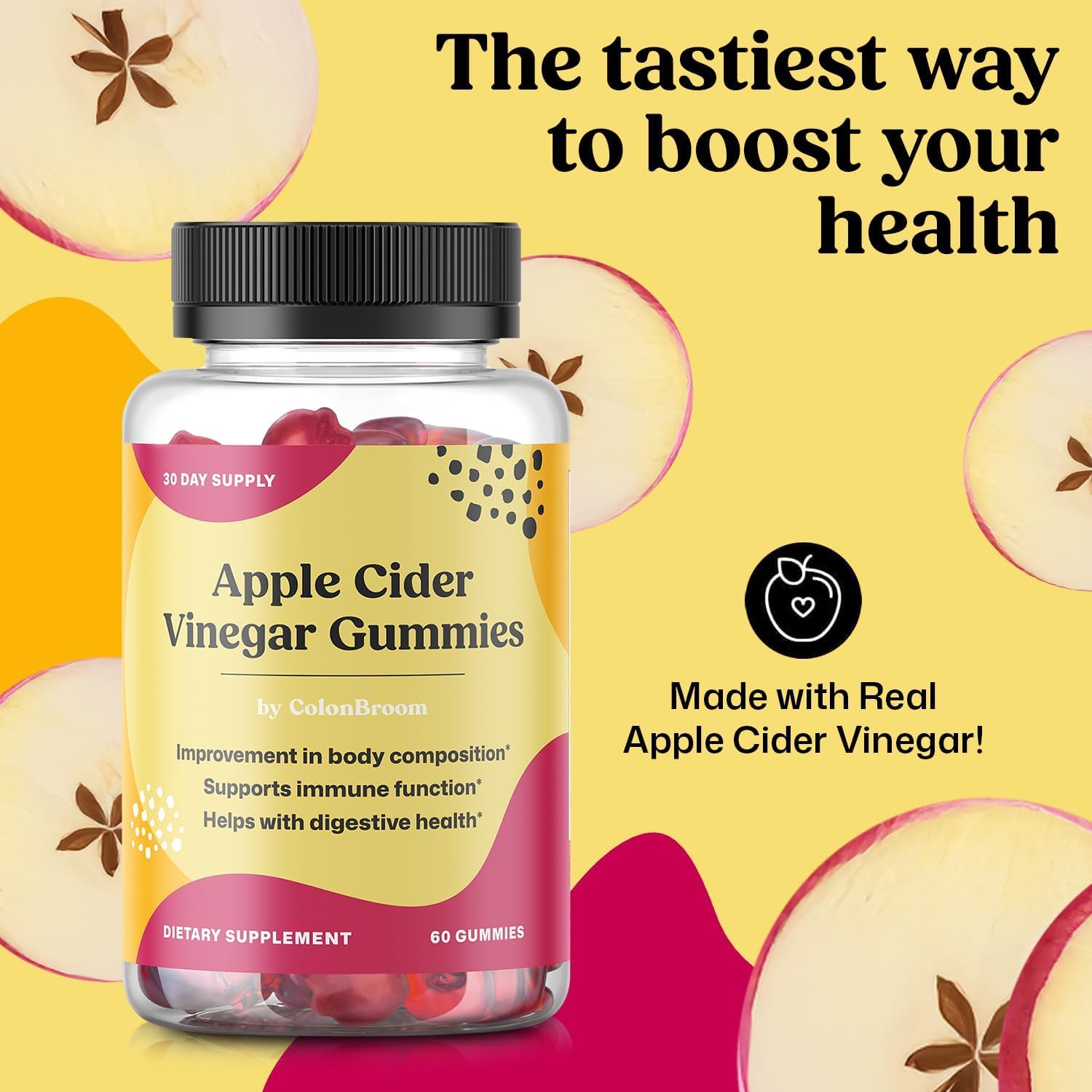 ColonBroom Apple Cider Vinegar Gummies for Women, 60 Gummies, 30 Day Supply, Vegan, Non-GMO Supplement – Supports Body Composition, Boost Metabolism & Improves Digestive Wellness ColonBroomBuy Supplements Australia