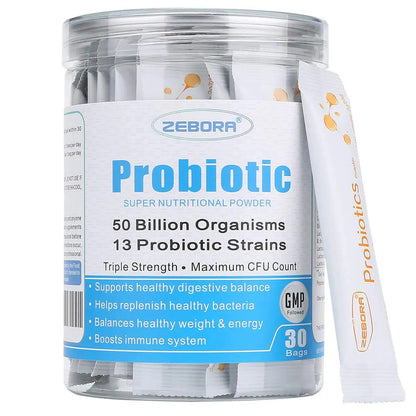 ZEBORA Probiotics for Women, Men and Kids, Prebiotics and Probiotics Powder ZEBORA