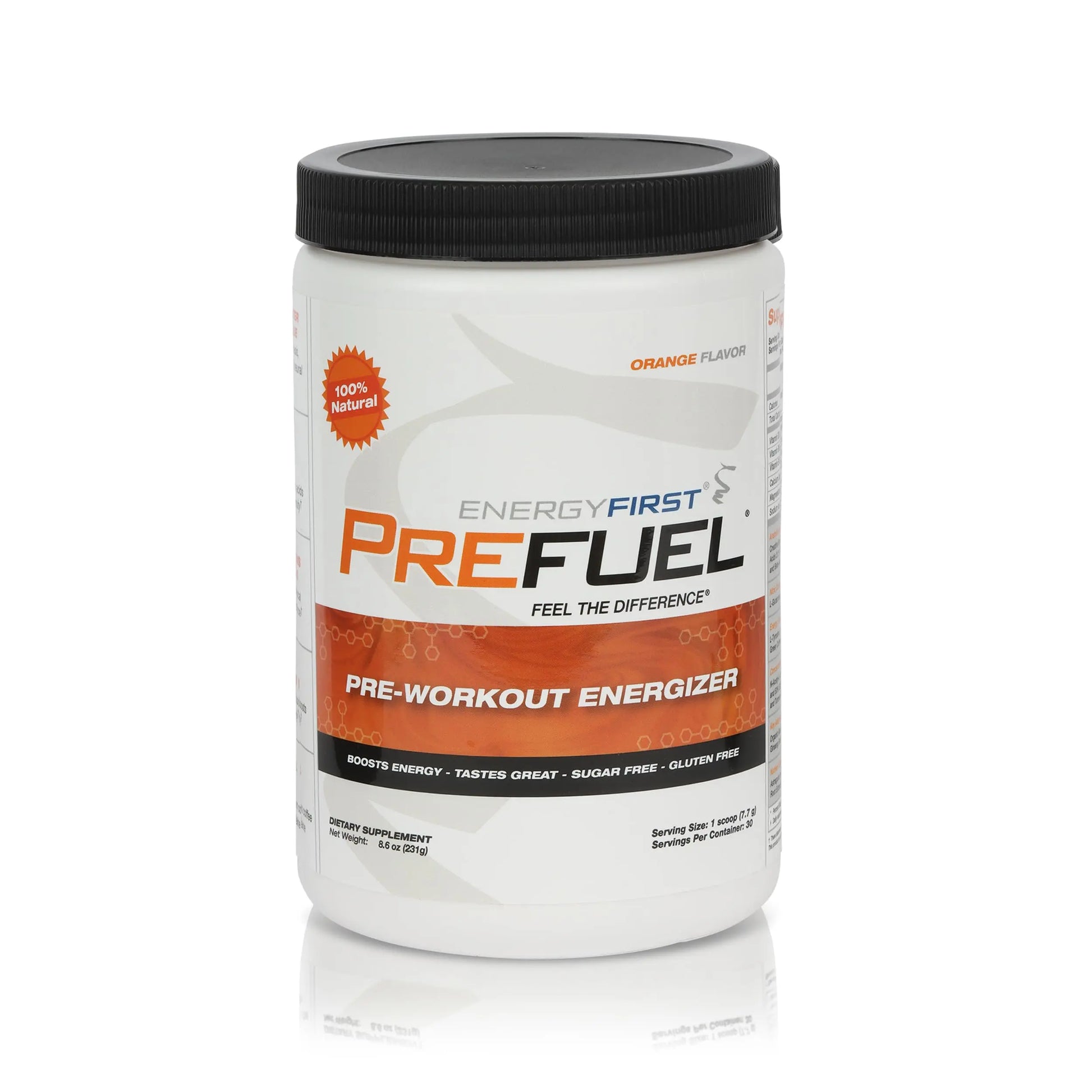 EnergyFirst Prefuel Pre-Workout Powder, Orange Flavor, Boost Energy, Creatine Monohydrate EnergyFirst