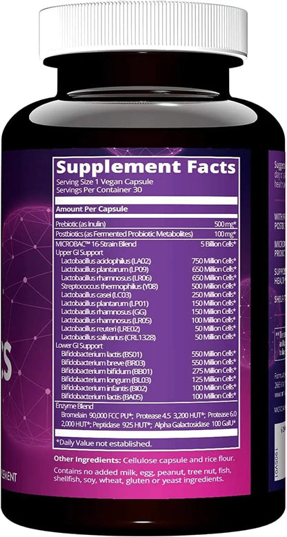 MRM Nutrition Daily Probiotics - Supports Intestinal, GI, & Immune Health for Women & Men, Prebiotic, Probiotic, & Postbiotic Supplement, 5 Billion Cells & 16 Different Strains, Vegan - 30 Servings MRMBuy Supplements Australia
