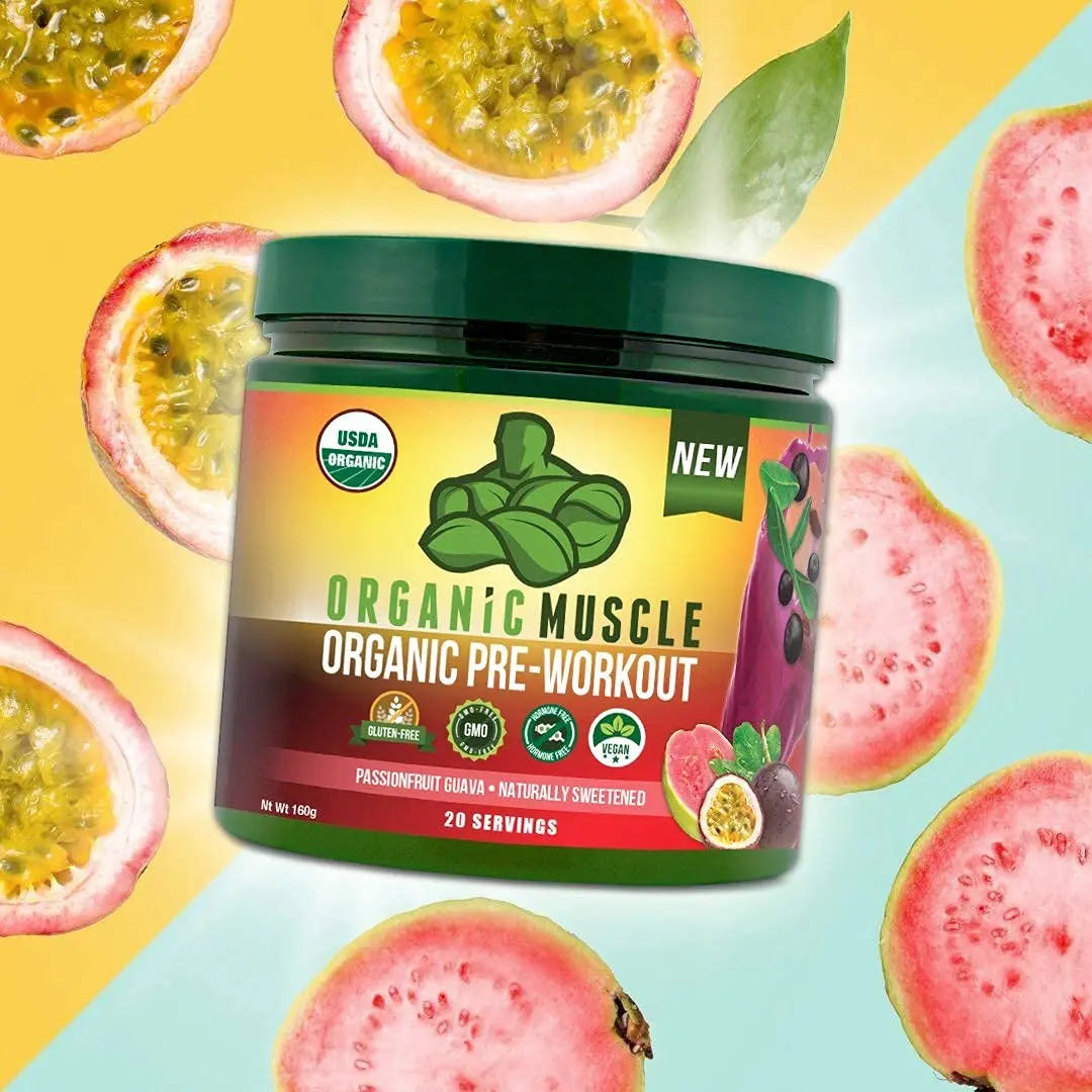 Organic Muscle Bundle - Pre-Workout Powder for Energy (Passionfruit Guava) + Replenisher Organic Muscle