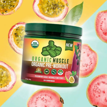 Organic Muscle Bundle - Pre-Workout Powder for Energy (Passionfruit Guava) + Replenisher Organic Muscle