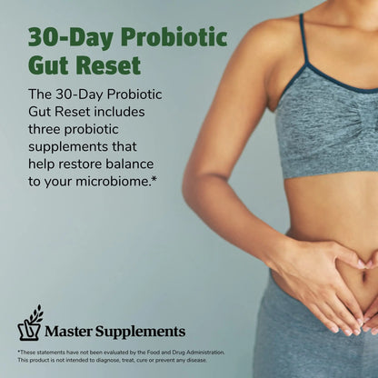 Master Supplements 30-Day Probiotic Gut Reset - Includes Theralac (30 ct.), TruBifido (30 ct.) & TruFlora (30 ct.) - Supports Optimal Gut Health - Gluten Free THERALAC buy supplements Au