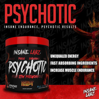 Insane Labz Psychotic, High Stimulant Pre Workout Powder, Extreme Lasting Energy Insane Labz