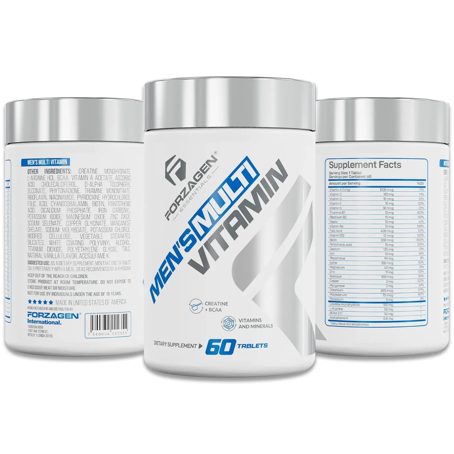 Forzagen Essentials Men's Multivitamin with Creatine and BCAA, Complete Vitamin and Mineral Complex, 60 Tablets Forzagen buy supplements Au