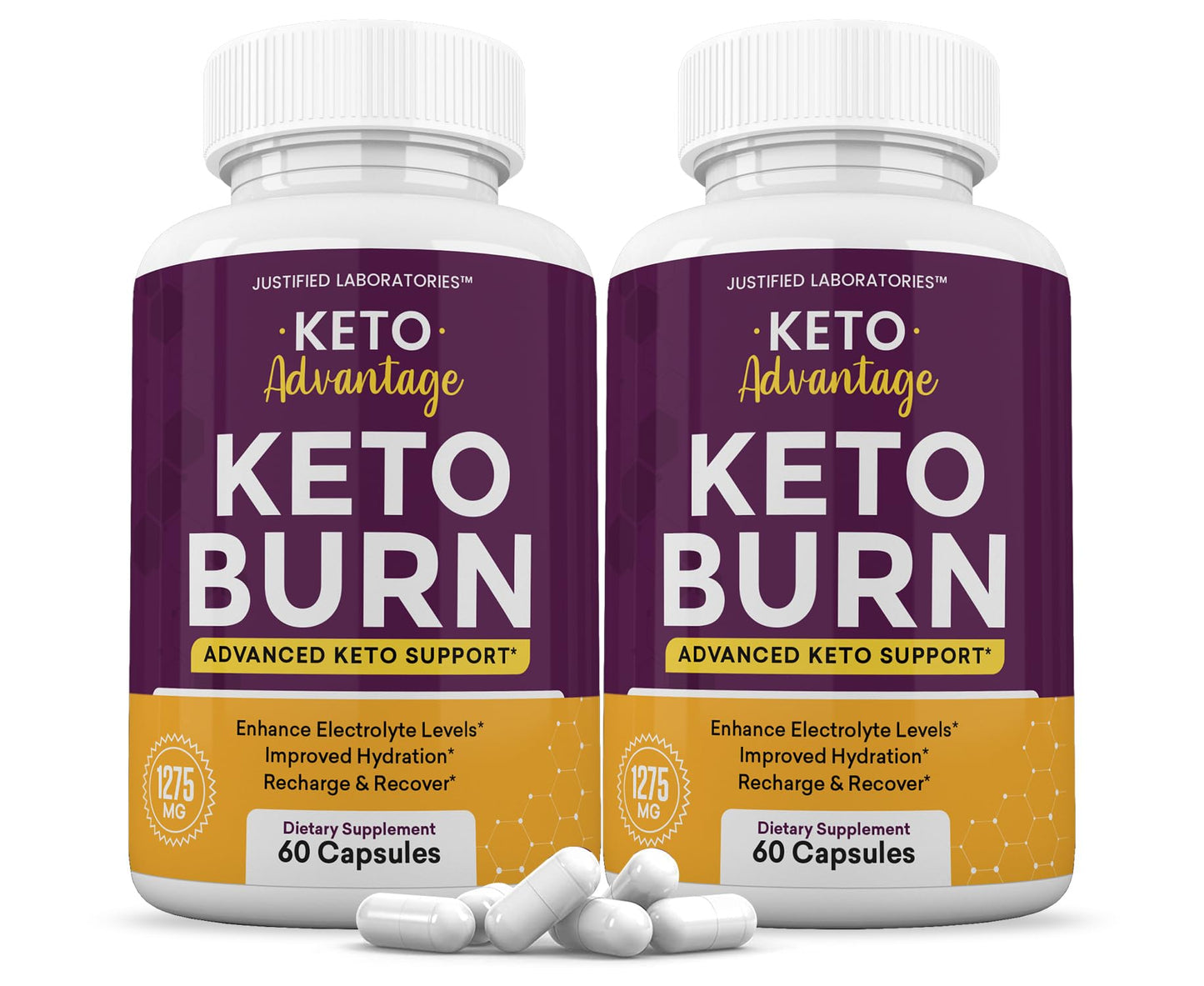 (2 Pack) Keto Advantage Keto Burn Pills 1275MG New & Improved Formula Contains Apple Justified Laboratories