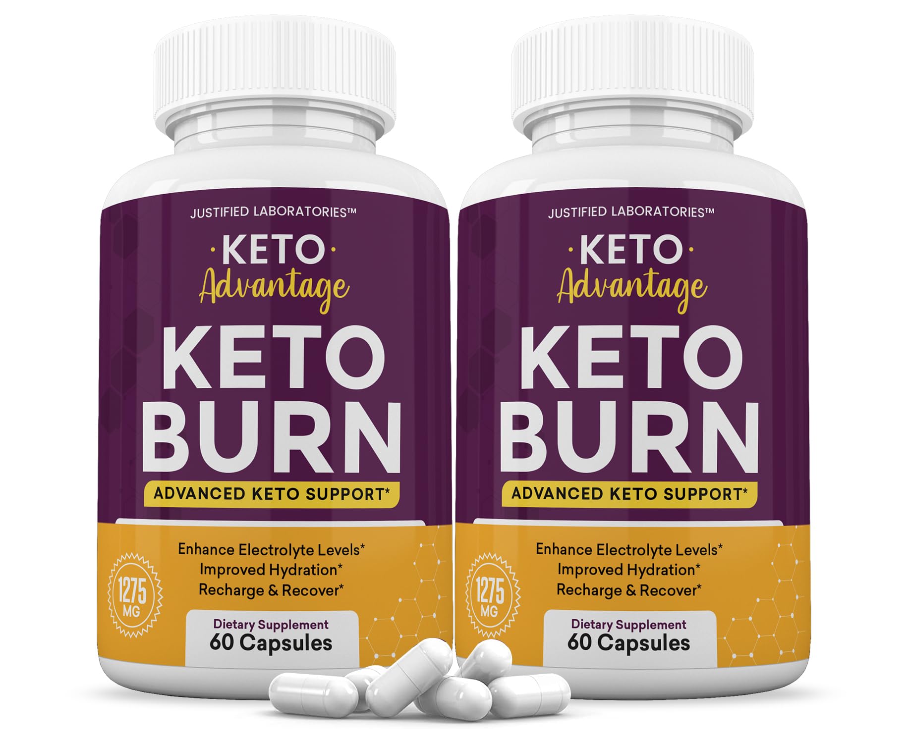 (2 Pack) Keto Advantage Keto Burn Pills 1275MG New & Improved Formula Contains Apple Justified Laboratories