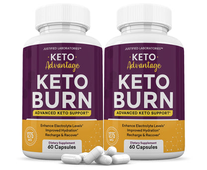 (2 Pack) Keto Advantage Keto Burn Pills 1275MG New & Improved Formula Contains Apple Justified Laboratories