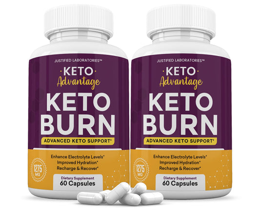 (2 Pack) Keto Advantage Keto Burn Pills 1275MG New & Improved Formula Contains Apple Justified Laboratories