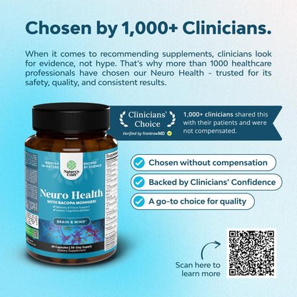 Nootropic Brain Supplement for Memory and Focus Support - Vitamins for Mental Support & Clarity with Bacopa Monnieri, VIT A, B6, Riboflavin, Niacin, Thiamin & Folate
