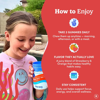 FIRST DAY Teens’ Gut Sustainer Tribiotic Gummies – 3-in-1 Prebiotic, Probiotic & Postbiotic Supplement – Supports Digestive, Skin, Oral & Immune Health, Nutrient Absorption & Growth – 30-Day Supply FIRST DAYBuy Supplements Australia