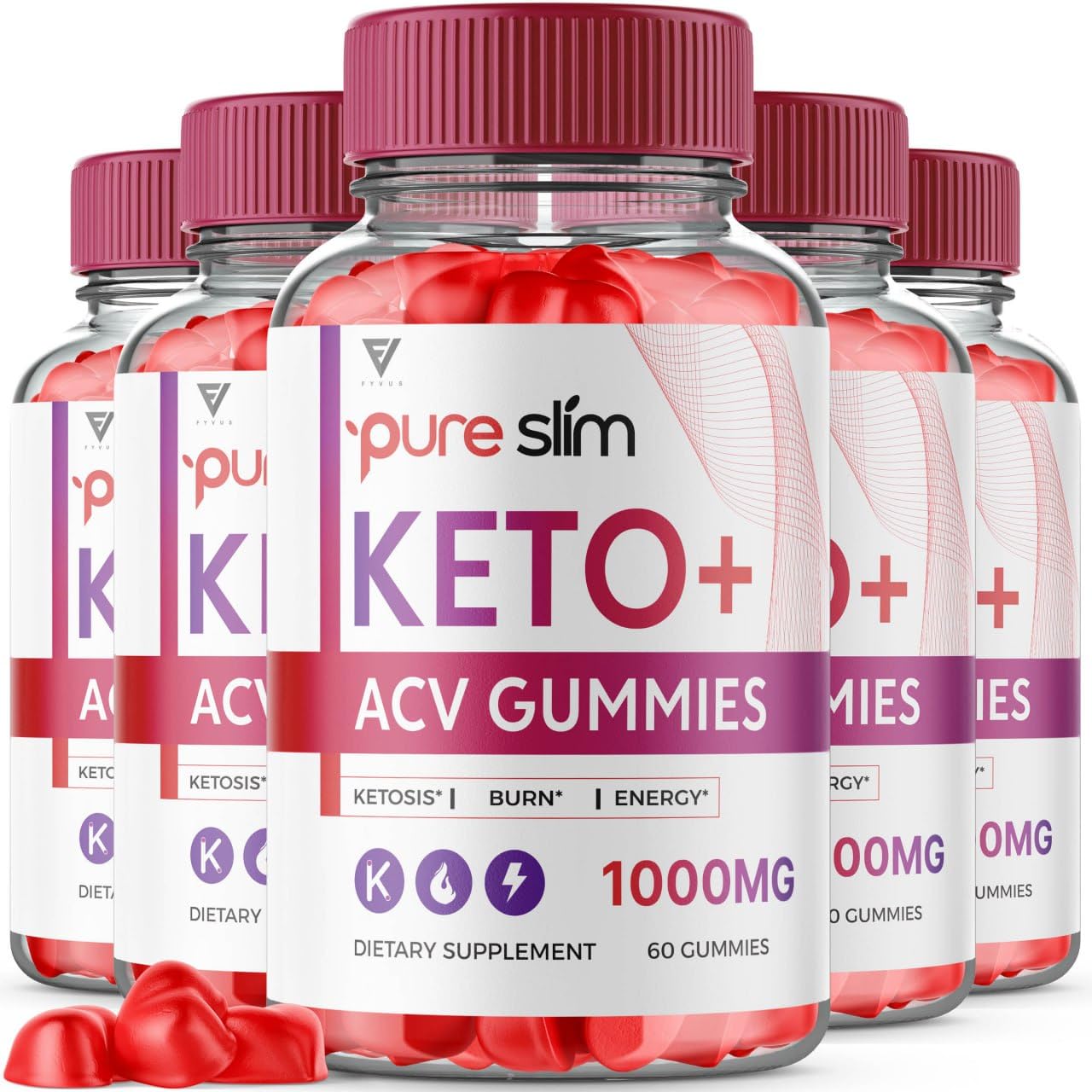 (5 Pack) Pure Slim Keto ACV Gummies, Pure Slim Keto ACV Gummies Advanced Weight Loss Fyvus