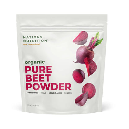 Nations Nutrition Pure Beet Root Powder Organic - Nitric Oxide Circulation Superfood Nations Nutrition